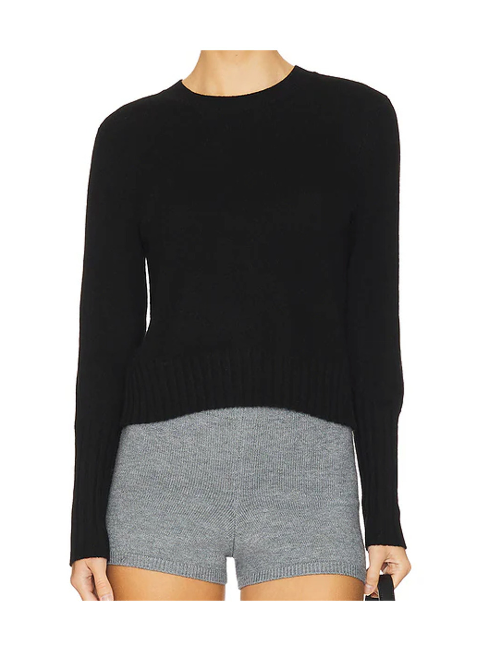 Guest In Residence Ribbed Black Crewneck Sweater Size S